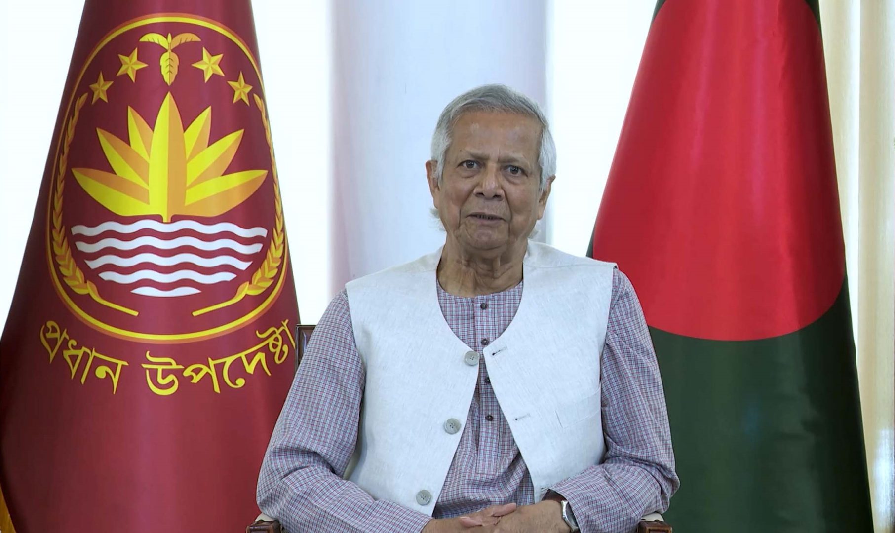 প্রধান উপদেষ্টা ড. মুহাম্মদ ইউনূস মঙ্গলবার জাতির উদ্দেশে ভাষণ দেন। ছবি : পিআইডি