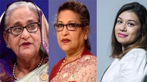 শেখ হাসিনা, শেখ রেহানা ও টিউলিপ সিদ্দিক। ছবি : সংগৃহীত