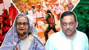 পলাতক দণ্ডিত আসামি শেখ হাসিনা ও আসাদুজ্জামান খান কামাল। কোলাজ : বাসস